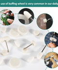 145 Piece Wool Felt Polishing Pads And Buffing Bits Kit With One Eighth Inch Mandrel Shank For Dremel Rotary Tools detail view