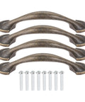 Antique Bronze Cabinet Pulls Set Of 4 Arch Style Kitchen Cabinet Handles With Screws 116x22mm 76mm Hole Spacing Zinc Alloy