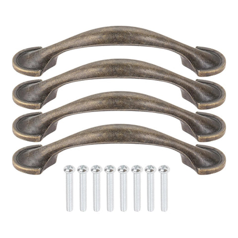 Antique Bronze Cabinet Pulls Set Of 4 Arch Style Kitchen Cabinet Handles With Screws 116x22mm 76mm Hole Spacing Zinc Alloy