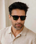 Man wearing Retro Sunglasses For Men With Polarized UV400 Protection Handcrafted Acetate 60s Style Square Cool Sun Glasses