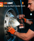 Beefy 1500N.m Cordless Impact Wrench With Brushless 21V Motor, 1100 Ft-Lbs Torque, 3-Mode Adjustable, Ideal For Truck Tires, Car Repair, Heavy Duty DIY Projects on truck wheel