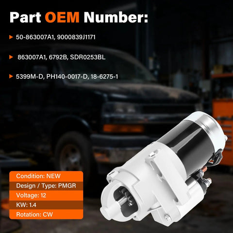 New PMGR Starter Motor SAEJ1171 Replacement For Mercury Marine And Volvo Penta engines, 12V CW, 11-tooth gear