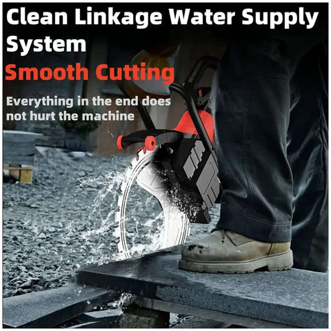 16 Inch Electric Concrete Ring Saw With 8900w Brushless Motor And Water Fed Dust Control For Smooth Core Cutting Up To 118 Inch Depth, showing water flow while cutting.