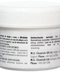 Back view of Rosin Flux Paste 8342 RA Amber For Electronics Repairs And Soldering DIY Ready 50 g jar showing safety text.