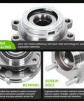 Close-up of Two Pack Front Wheel Bearing Hub Assembly For 2009 2018 Murano 2013 2020 Pathfinder 2009 2021 Maxima metal components