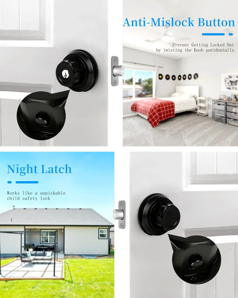 Twist To Lock Deadbolt No Keys Needed With Anti Mislock Button Front Door Lock Single Cylinder Stainless Steel Casing Never Rust Night Latch For Enhanced Safety Silver