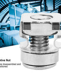 Close-up of captive nut from M5 X 16 Rack Screws And Cage Nuts Kit For Square Hole Server Racks And Electrical Enclosures, 20 Piece Plated Iron Fasteners Set