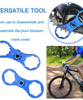 Aluminum Alloy Fork Cap Wrench Set Two Pack Pro Grade For Bike Suspension Cap Removal showing versatile tool in blue.