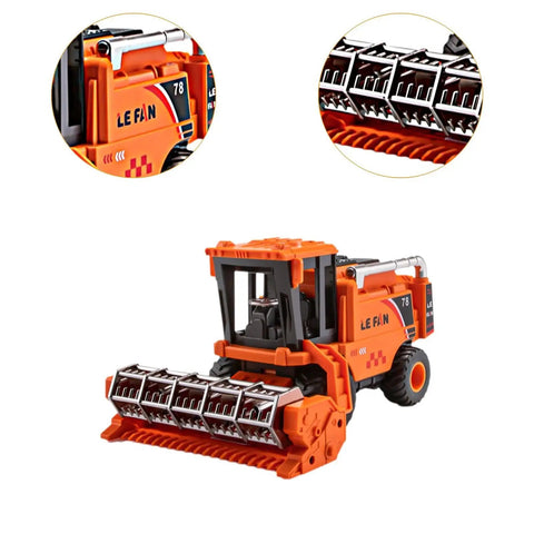 Durable Combine Harvester Toy For Kids And Boys Farm Tractor With Realistic Farmer Model Car Design In Orange For Children