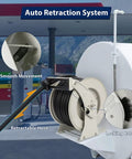 1 Inch By 50 Foot Fuel Hose Reel With Spring Driven Retractable Design, 300 PSI Diesel Hose Reel, Auto Swivel, Pro Grade Steel Construction