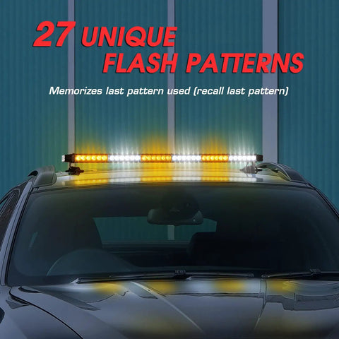 37.5 Inch 78 Led Strobe Light Bar Built Like A Tank With Slap And Go Magnetic Mount Amber And White Warning Flash Beam For Cars Trucks High Visibility Day And Night Vehicle Safety Beacon