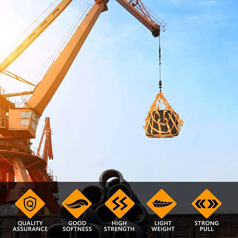 Crane lifting heavy duty cargo net for lifting and securing loads tear resistant nylon sling net for trucks and trailers