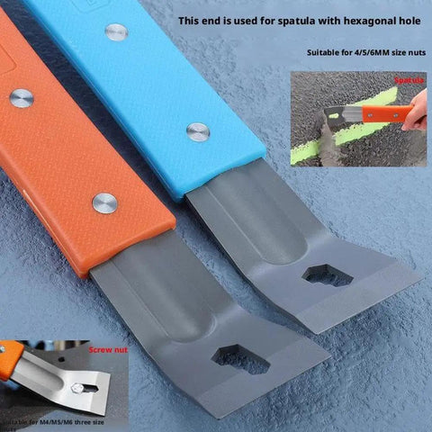 Heavy Duty Flat Pry Bar With Nail Puller, Forged Carbon Steel Utility Bar With Curved Claw And Right Angle Precision Tip on blue and orange handles