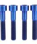 4 Pack Titanium M6x35mm Allen Hex Bolts Blue Color 6Al4V Grade 5 Ti Screws 1mm Pitch, 5.5g Each, precision machined