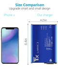 Size comparison of Time Saving Three Battery Go-To Charger Hub for DJI Mavic 3 Series next to iPhone X