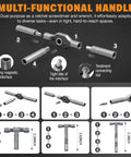 Diagram of a multi-functional handle from 42 In 1 Magnetic Ratchet Screwdriver Set with detachable parts and ergonomic design