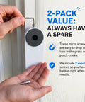 User holding Heavy Duty 2 Pack Replacement Security Mounting Screws For Google Nest Wired Doorbell Second Gen in hand.