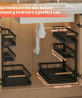 Under Sink Organizer Set, 2 Pack 3 Tier Pull Out Shelf Organizers for Cabinets with L Shaped Design shown in kitchen setup