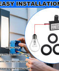 Installation of Dusk To Dawn Auto On Off Outdoor Lighting Sensor Switch, 105V-130V AC Photocell with photoelectric control and installation components