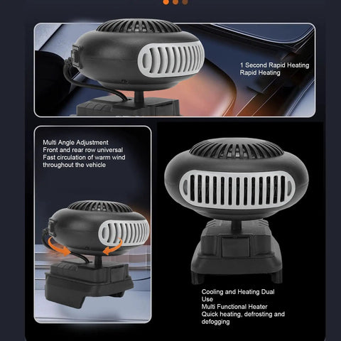 Image of Portable 21V Car Heater And Defroster With 170W Rapid Warm Up Fan, adjustable fan for quick heating and defogging.