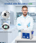 Lab display of Heavy Duty Industrial Ultrasonic Cleaner 4L 120W With Timer And Heater Basket For Jewelry Glasses Chains And Watches 40KHz Deep Cleaning Power Multi-Use Unit Built For Real World Grime