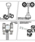 Four Wheel Trolley Assembly Rollers With Silent Strut Solid Steel Construction for 1-5/8 Inch Strut Channels, Multiple Views