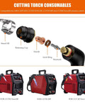 Exploded view of Plasma Cutter Consumables Kit 23 Pcs 0.045 Inch Tips For ArcCaptain Cut55 Non HF MP Cut60 Non HF Torch 50-60A