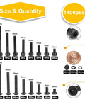 1400 Pcs M4 Hex Socket Button Head Bolts Kit With 12.9 Grade Carbon Steel Assortment For Real Tough Fastening At Home Garage And Shop Projects With Smooth Threads And Durable Build. Size chart of M4 hex socket button head bolts, 1400 pcs, 12.9 carbon steel