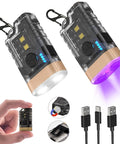 Grab And Go EDC Flashlight With 365 Nanometer UV Light USB C Rechargeable Keychain Flashlight With Clip Tail Magnet 9 Modes