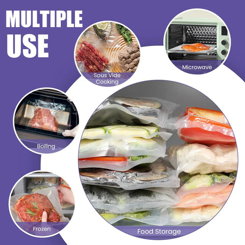 200 Count 8x12 Vacuum Sealer Bags BPA Free Precut for food storage, sous vide, microwave, boiling and freezing applications