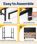 Assembly steps of Heavy Duty Four Foot Firewood Rack Workhorse With Cover Set, One Quarter Cord Capacity, thick steel tubes