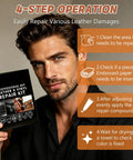 Premium Leather Repair Kit For Furniture Sofa And Car Seats 5 Piece Vinyl Patch Set shown with instructions for usage.