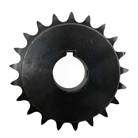 40B21-1 21 Tooth Roller Chain Sprocket Type B With 1 Inch Bore For ANSI 40 Chain Hardened 1045 Carbon Steel Front View
