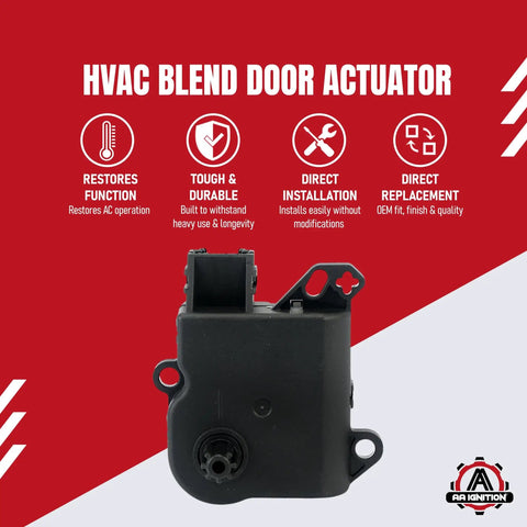 Air Blend Door Actuator Replaces 604-252 YH1933 DL3Z-19E616-A For Ford And Lincoln Flex HVAC part with features on red background