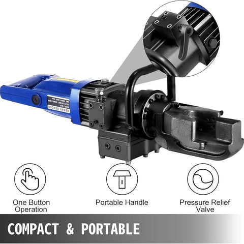 CUTPOIY 900W Electric Rebar Bender Machine 5/8-Inch #5 Steel Rod Bends Quick 0-130 Degree Angle For Concrete DIY Construction Project Heavy Duty Power showing portable handle and one button operation.
