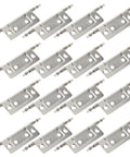 Nickel Plated Cabinet Butt Hinges Set, 16 Pcs, 2 Inch Flush Mount Metal Hardware With 5mm Mounting Holes displayed in rows