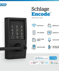 Smart Lock With Lever Handle And Touchscreen Keypad WiFi Connected For Keyless Entry App Control Works With Alexa And Google Home Airbnb Ready Matte Black Finish Seamless Setup And Remote Access From Anywhere