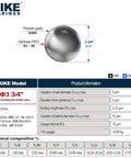Rock Solid 3-3/4 Inch 304 Stainless Steel Bearing Ball precision details with measurement and specifications in clear view.