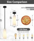Size comparison of Ziikopoo 2 Pack Modern Matte Black Kitchen Island Pendant Lights with conical ribbed glass shade and E26 base.