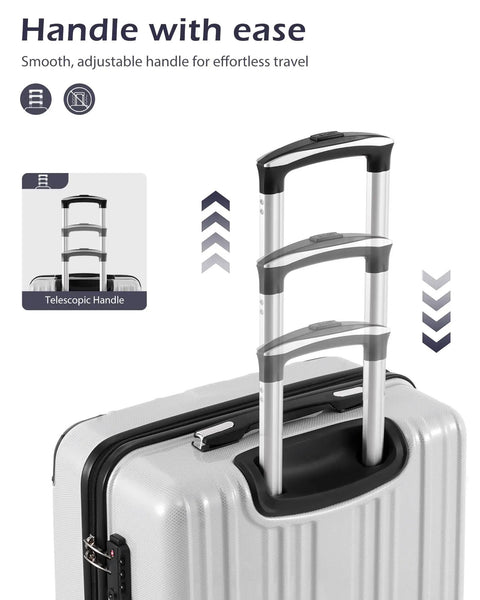 Durable Lightweight Carry On Luggage With PC Plus ABS Hard Shell, Dual Spinner Wheels, TSA Lock, Telescopic Handle View