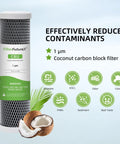 Coconut carbon block filter for Three Stage Deionized Water Car Wash System With Stand, 1 micron filtration, reduces VOCs and odor.
