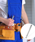 Person holding Telescoping Magnetic Pickup Tool Three Point Five Pound Lift Extendable Magnet Grabber With Pocket Clip in tool belt