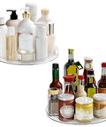 Two Pack Clear 9 Inch Lazy Susan Turntable Rotating Organizer Tray For Cabinet And Countertop Use Non Slip Round Spice Rack