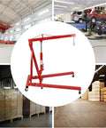 Heavy Duty 2 Ton Hydraulic Engine Hoist Folding Cherry Picker Shop Crane in garage with smooth hand pump and solid build.
