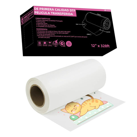 Premium Double Sided Transfer Film Roll For Direct To Film Printing 12 Inch By 328 Feet Easy Peel Stretchable Vibrant Colors Ideal