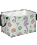 Large Rectangular Storage Basket For Organizing Home Clutter, Waterproof Fabric Bin With Trendy Pattern, Collapsible Laundry Hamper And Pet Supply Holder. Sea-themed pattern on sturdy storage bin.
