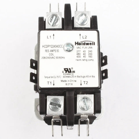 Front view of 2 Pole 40 Amp 240V Definite Purpose AC Contactor With Coil, 200K Cycle Rating, UL CSA CE Approved