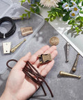 Must Have Bolo Tie Making Kit With 6 Alloy Cord Ends And 3 Iron Slide Clasps, Replacement Tips Buckle Accessories For DIY Western Neckties, Complete Craft Set For DIY Jewelry Making, brass bolo slide on braided cord