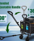Heavy Duty Collapsible Wagon Cart Foldable 37 Inch Long Frame With 480 Lb Capacity showing adjustable handle feature
