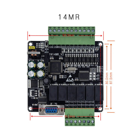 Industrial PLC Controller 24V DC With 8 Inputs And 6 Outputs, Fast 32-Bit MCU, plug-and-play online monitoring, top view